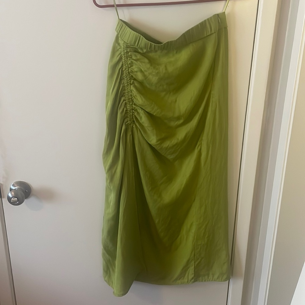 ZARA lime green skirt with side slit